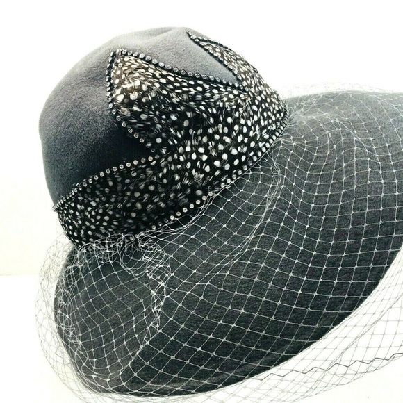 Vtg Jack McConnell Hat Wool Feathers Wide Brim main image 4